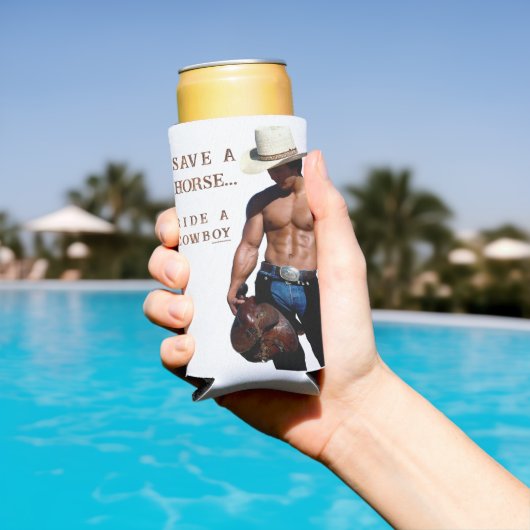 滑りやすいジョーの救馬に乗るわらカウボーイハムス スリム缶クーラー (インサイチュ プール)