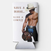 滑りやすいジョーの救馬に乗るわらカウボーイハムス スリム缶クーラー (裏面)