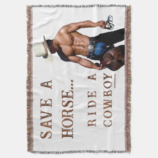 滑りやすいジョーの救馬に乗るわらカウボーイハムス スローブランケット (正面縦)