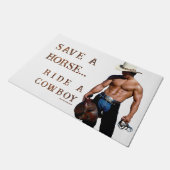 滑りやすいジョーの救馬に乗るわらカウボーイハムス ドアマット (アングル)