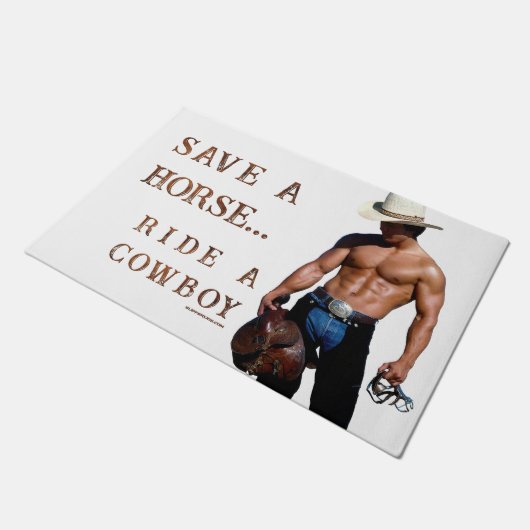 滑りやすいジョーの救馬に乗るわらカウボーイハムス ドアマット (アングル)