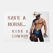 滑りやすいジョーの救馬に乗るわらカウボーイハムス ドアマット (正面)