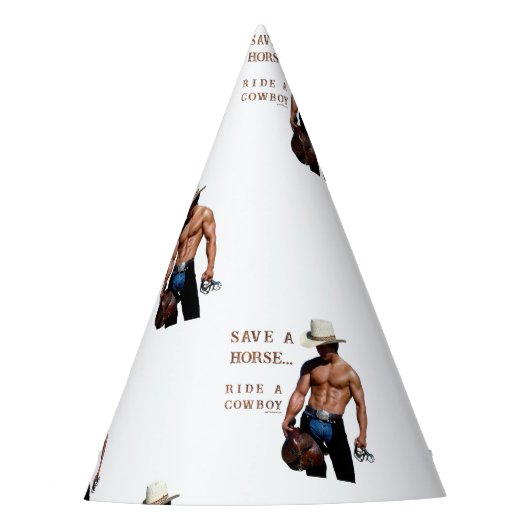 滑りやすいジョーの救馬に乗るわらカウボーイハムス パーティーハット (正面)