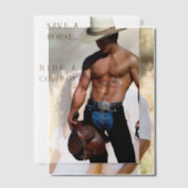 滑りやすいジョーの救馬に乗るわらカウボーイハムス ベラム紙招待状 (オフセット (カップル))