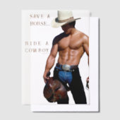 滑りやすいジョーの救馬に乗るわらカウボーイハムス ベラム紙招待状 (オフセット)