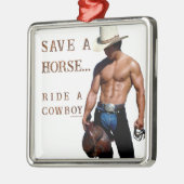 滑りやすいジョーの救馬に乗るわらカウボーイハムス メタルオーナメント (左)