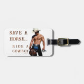 滑りやすいジョーの救馬に乗るわらカウボーイハムス ラゲッジタグ (正面横)