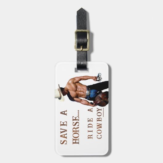 滑りやすいジョーの救馬に乗るわらカウボーイハムス ラゲッジタグ (正面縦)
