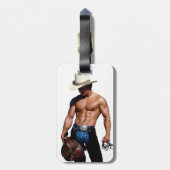 滑りやすいジョーの救馬に乗るわらカウボーイハムス ラゲッジタグ (裏面縦)