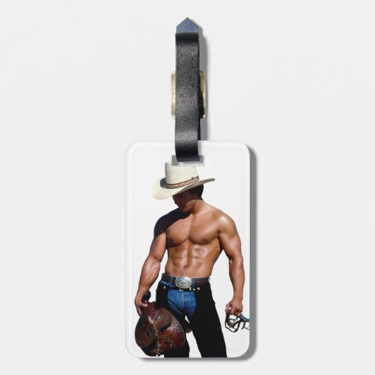 滑りやすいジョーの救馬に乗るわらカウボーイハムス ラゲッジタグ (裏面縦)