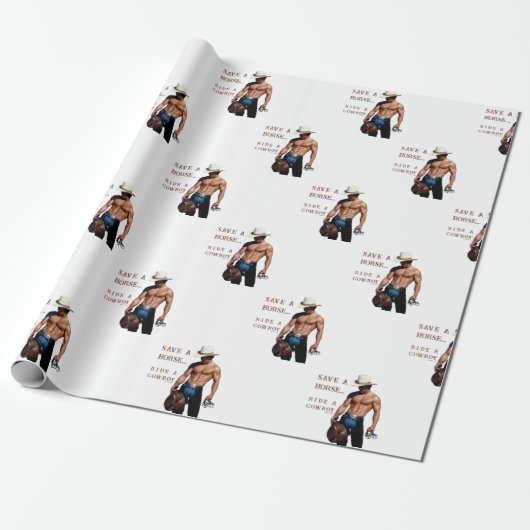 滑りやすいジョーの救馬に乗るわらカウボーイハムス ラッピングペーパー (アンロールド)