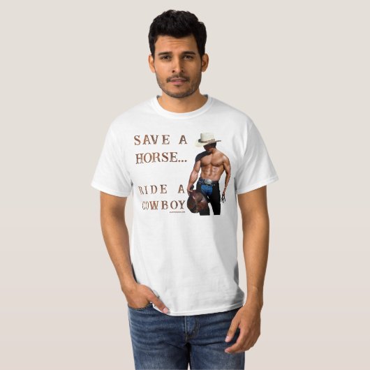 滑りやすいジョーの救馬に乗るわらカウボーイハムス Tシャツ (正面フル)