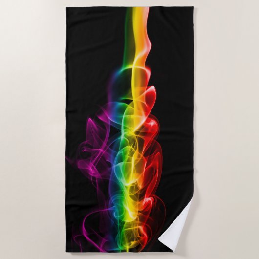 滑りやすいジョーの煙は鮮やかな虹色祝だ ビーチタオル (正面)