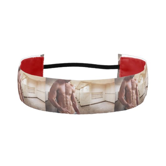 滑りやすいジョーの男の六パックのシャツなしのセクシーな筋肉 アスレチックヘッドバンド (正面)