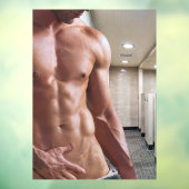 滑りやすいジョーの男の六パックのシャツなしのセクシーな筋肉 ウィンドウサイン (シート3)