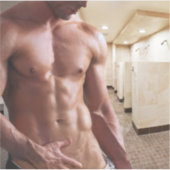 滑りやすいジョーの男の六パックのシャツなしのセクシーな筋肉 シール (正面)