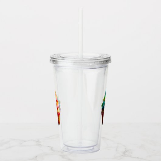 滑りやすいジョーの眩しい虹のカップケーキが渦巻いた アクリルタンブラー (右)