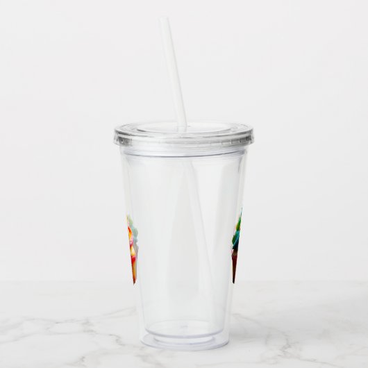 滑りやすいジョーの眩しい虹のカップケーキが渦巻いた アクリルタンブラー (左)