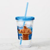 滑りやすいジョーの筋肉質な男のシルクのない胸6パック アクリルタンブラー (裏面)