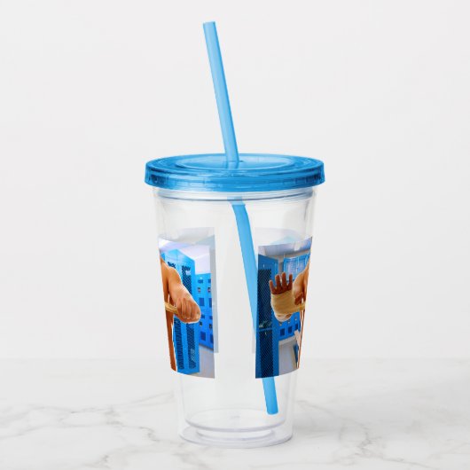 滑りやすいジョーの筋肉質な男のシルクのない胸6パック アクリルタンブラー (左)