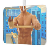 滑りやすいジョーの筋肉質な男のシルクのない胸6パック カーエアーフレッシュナー (左)