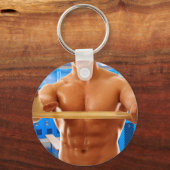 滑りやすいジョーの筋肉質な男のシルクのない胸6パック キーホルダー (正面)