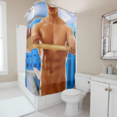 滑りやすいジョーの筋肉質な男のシルクのない胸6パック シャワーカーテン (インサイチュ)