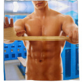 滑りやすいジョーの筋肉質な男のシルクのない胸6パック シャワーカーテン (正面)