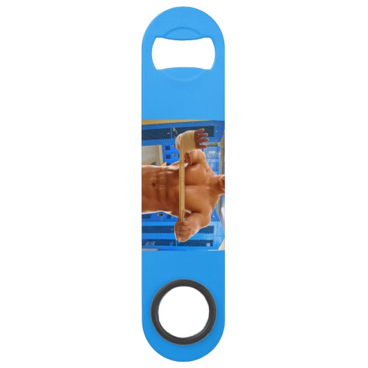 滑りやすいジョーの筋肉質な男のシルクのない胸6パック スピード栓抜き (裏面)