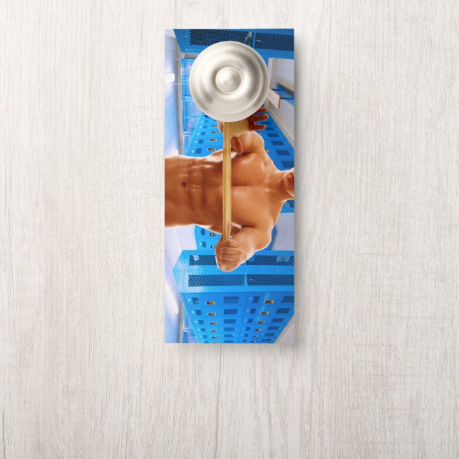 滑りやすいジョーの筋肉質な男のシルクのない胸6パック ドアノブサイン (ノブ)