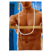 滑りやすいジョーの筋肉質な男のシルクのない胸6パック ミディアムペーパーバッグ (裏面)