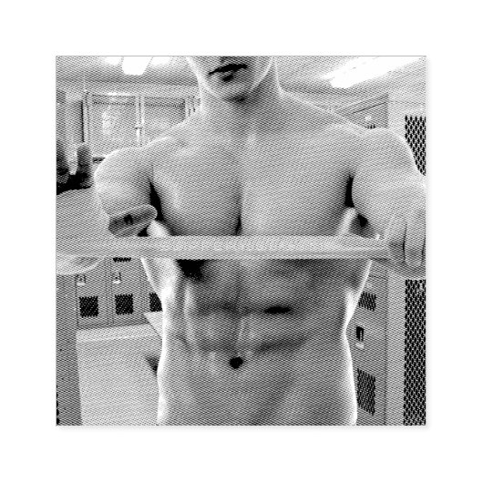 滑りやすいジョーの筋肉質な男のシルクのない胸6パック ラバースタンプ (インプリント)