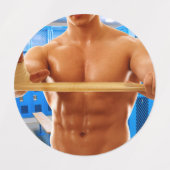 滑りやすいジョーの筋肉質な男のシルクのない胸6パック ラベル (デザイン1)