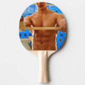 滑りやすいジョーの筋肉質な男のシルクのない胸6パック 卓球ラケット (正面)