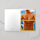 滑りやすいジョーの筋肉質な男のシルクのない胸6パック 箔グリーティングカード (外側レイダウン)