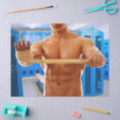 滑りやすいジョーの筋肉質な男のシルクのない胸6パック 薄葉紙 (クラフト)