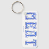 滑りやすいジョーの肉鮮やかの大きなはっきりした青い文字 キーホルダー (正面)