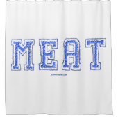 滑りやすいジョーの肉鮮やかの大きなはっきりした青い文字 シャワーカーテン (正面)