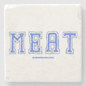 滑りやすいジョーの肉鮮やかの大きなはっきりした青い文字 ストーンコースター (正面)