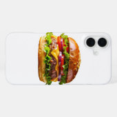 滑りやすいジョーの食欲をそそるチーズバーガーのサクサクしたバ iPhoneケース (裏面横)