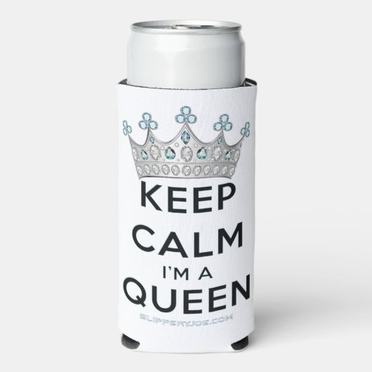 滑りやすいジョー保の穏やかな女王王室の王冠の宝石 スリム缶クーラー (Seltzer正面)