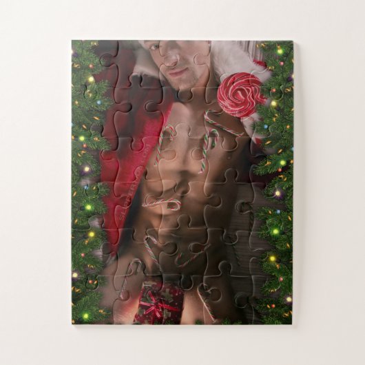 滑りやすいジョー男性の胸6パック胃むき出しの胴体 ジグソーパズル (縦)