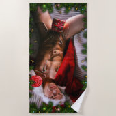 滑りやすいジョー男性の胸6パック胃むき出しの胴体 ビーチタオル (正面)