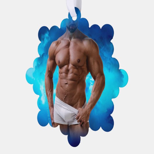 滑りやすいジョー芸術的のマ男らしン・ゲイプライドのGIF オーナメントカード (左)