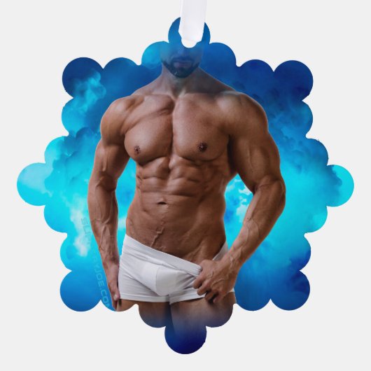 滑りやすいジョー芸術的のマ男らしン・ゲイプライドのGIF オーナメントカード (正面)