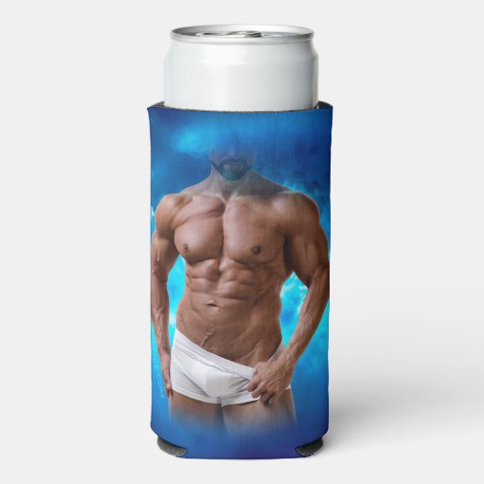 滑りやすいジョー芸術的のマ男らしン・ゲイプライドのGIF スリム缶クーラー (Seltzer裏面)