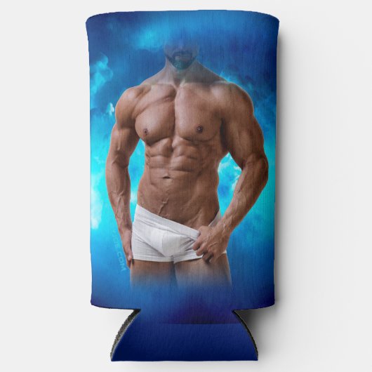 滑りやすいジョー芸術的のマ男らしン・ゲイプライドのGIF スリム缶クーラー (正面)