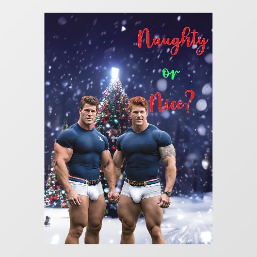 滑りやすいジョー飾の雪に覆われたクリスマスツリー ウィンドウサイン (シート)