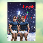 滑りやすいジョー飾の雪に覆われたクリスマスツリー ウィンドウサイン (シート3)