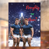 滑りやすいジョー飾の雪に覆われたクリスマスツリー ウィンドウサイン (シート2)